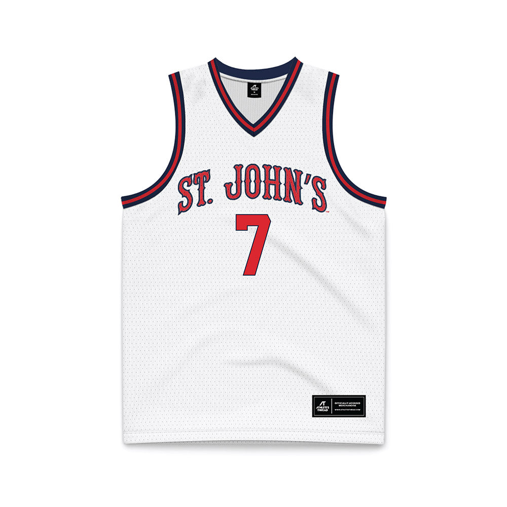 St. Johns - NCAA Men's Basketball : Fotis Konstantinidis - White Basketball Jersey-0