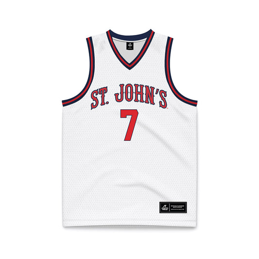 St. Johns - NCAA Men's Basketball : Fotis Konstantinidis - White Basketball Jersey-0