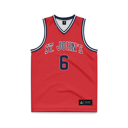 St. Johns - NCAA Men's Basketball : Casper Pohto - Red Basketball Jersey-0