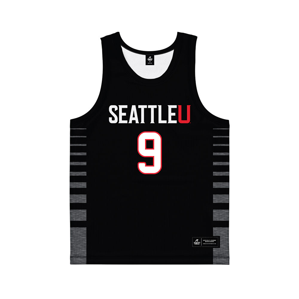 Seattle - NCAA Men's Basketball : Stratos Papastavrou - Black Basketball Jersey-0