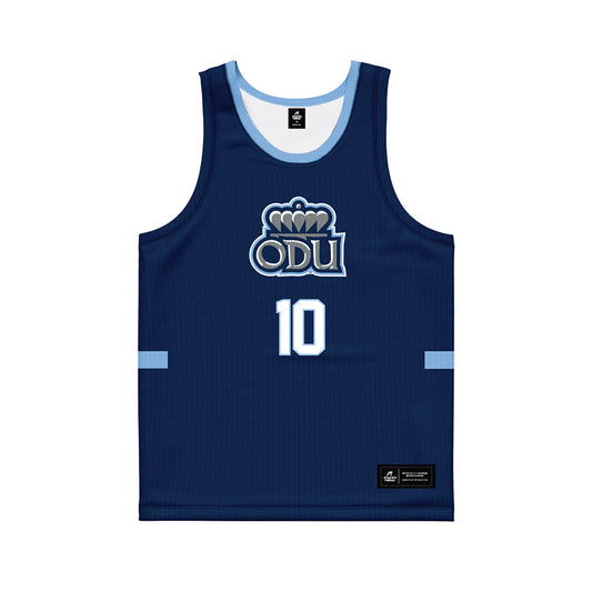 Old Dominion - NCAA Men's Basketball : Elijah Flowers - Navy Basketball Jersey-0