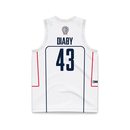 UConn - NCAA Men's Basketball : Souleymane Diaby - White Basketball Jersey-1