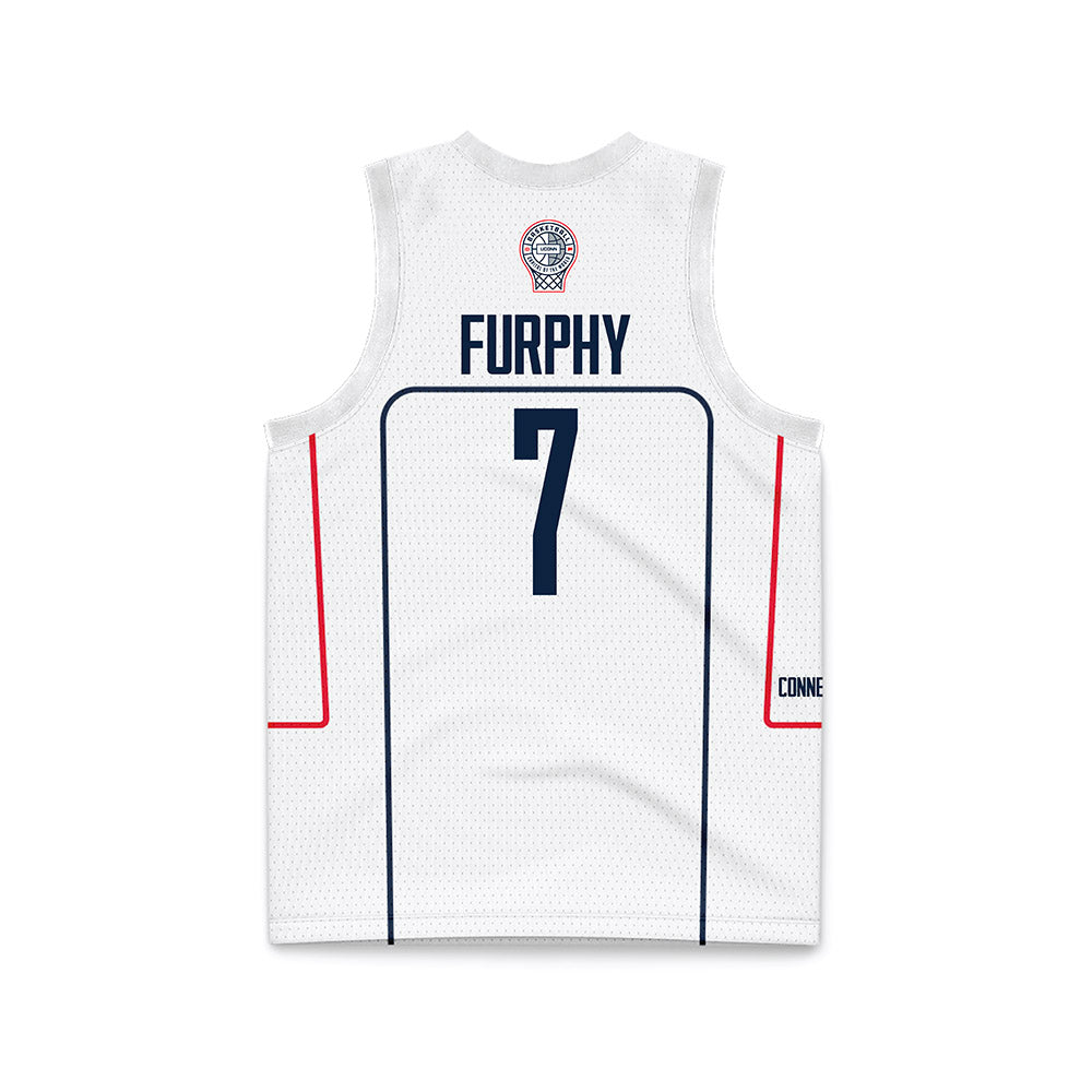 UConn - NCAA Men's Basketball : Jacob Furphy - White Basketball Jersey-1