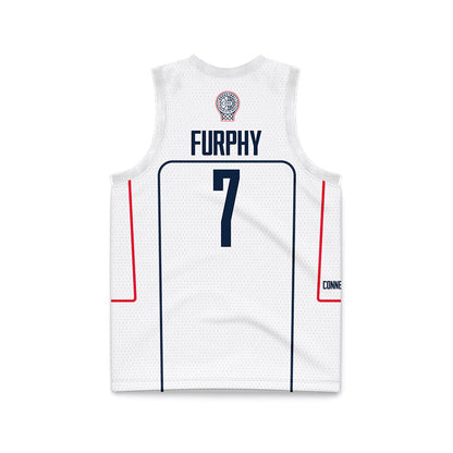 UConn - NCAA Men's Basketball : Jacob Furphy - White Basketball Jersey-1