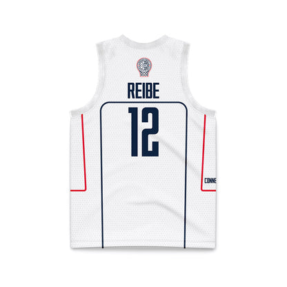 UConn - NCAA Men's Basketball : Eric Reibe - White Basketball Jersey-1