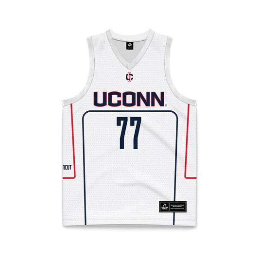 UConn - NCAA Men's Basketball : Uros Paunovic - White Basketball Jersey-0