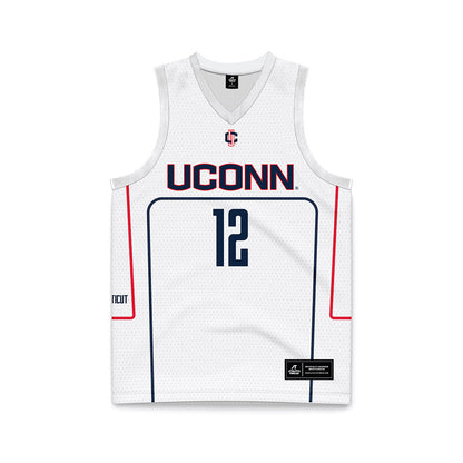 UConn - NCAA Men's Basketball : Eric Reibe - White Basketball Jersey-0
