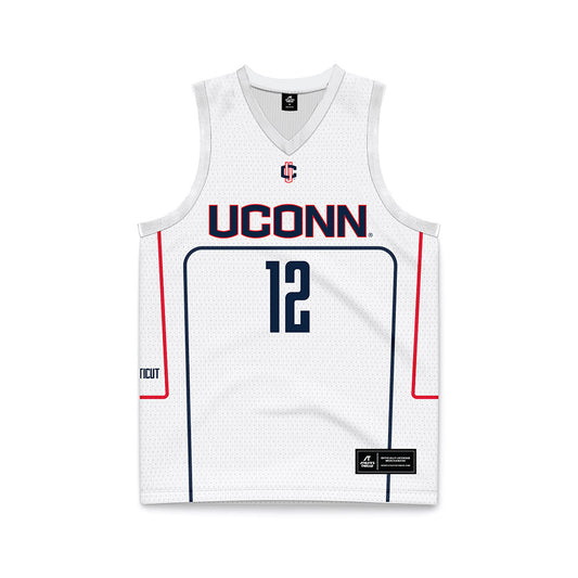 UConn - NCAA Men's Basketball : Eric Reibe - White Basketball Jersey-0
