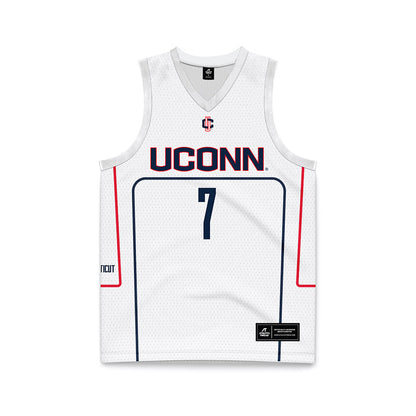 UConn - NCAA Men's Basketball : Jacob Furphy - White Basketball Jersey-0