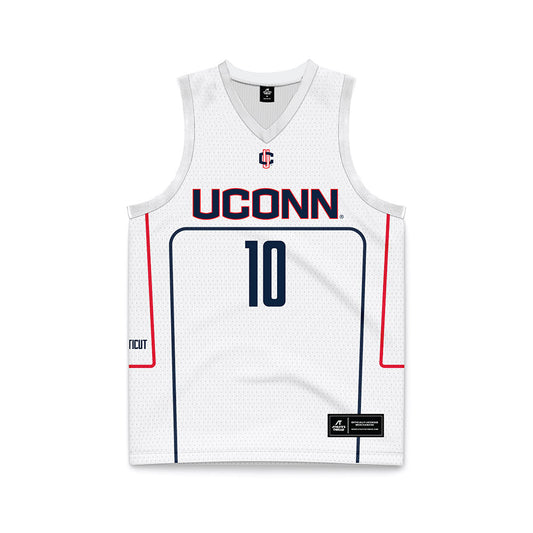 UConn - NCAA Men's Basketball : Rrezon Elezaj - White Basketball Jersey-0