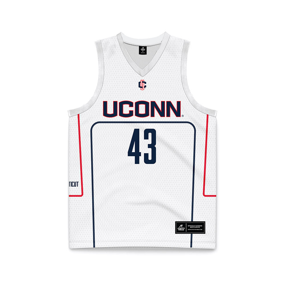 UConn - NCAA Men's Basketball : Souleymane Diaby - White Basketball Jersey-0