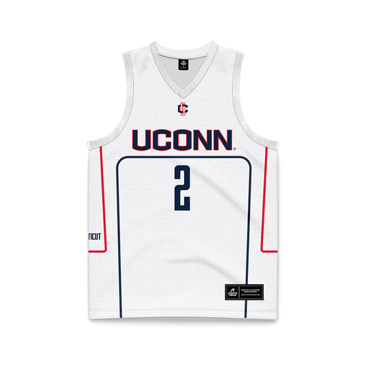 UConn - NCAA Men's Basketball : Silas Demary Jr - White Basketball Jersey-0