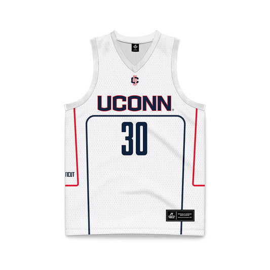 UConn - NCAA Men's Basketball : Liam McNeeley - White Basketball Jersey