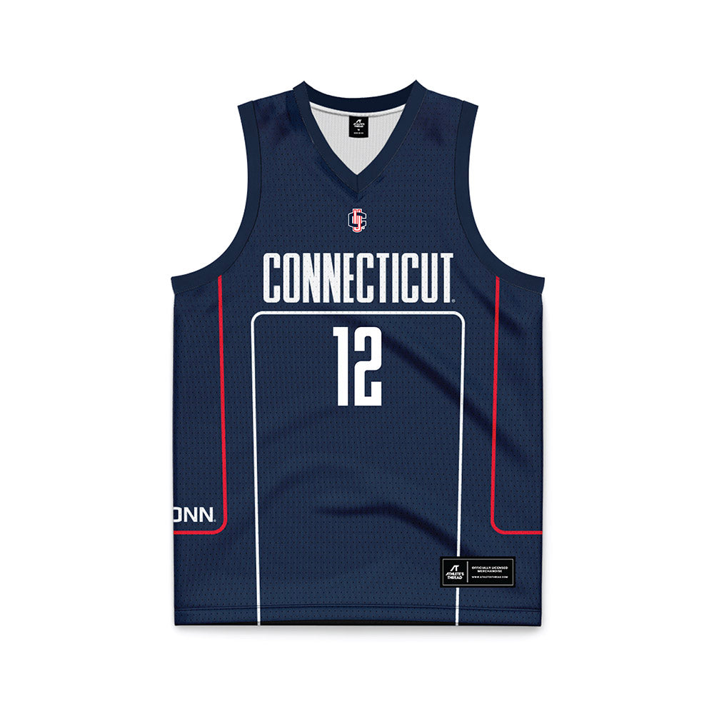 UConn - NCAA Men's Basketball : Eric Reibe - Navy Basketball Jersey-0