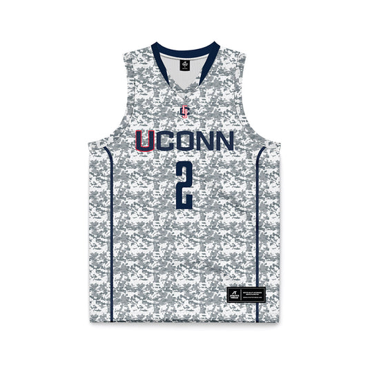 UConn - NCAA Men's Basketball : Silas Demary Jr - White Camo Basketball Jersey-0