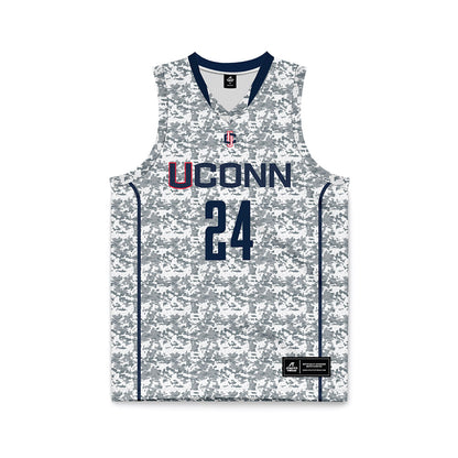 UConn - NCAA Men's Basketball : Braylon Mullins - White Camo Basketball Jersey-0