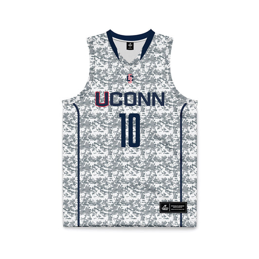 UConn - NCAA Men's Basketball : Rrezon Elezaj - White Camo Basketball Jersey-0