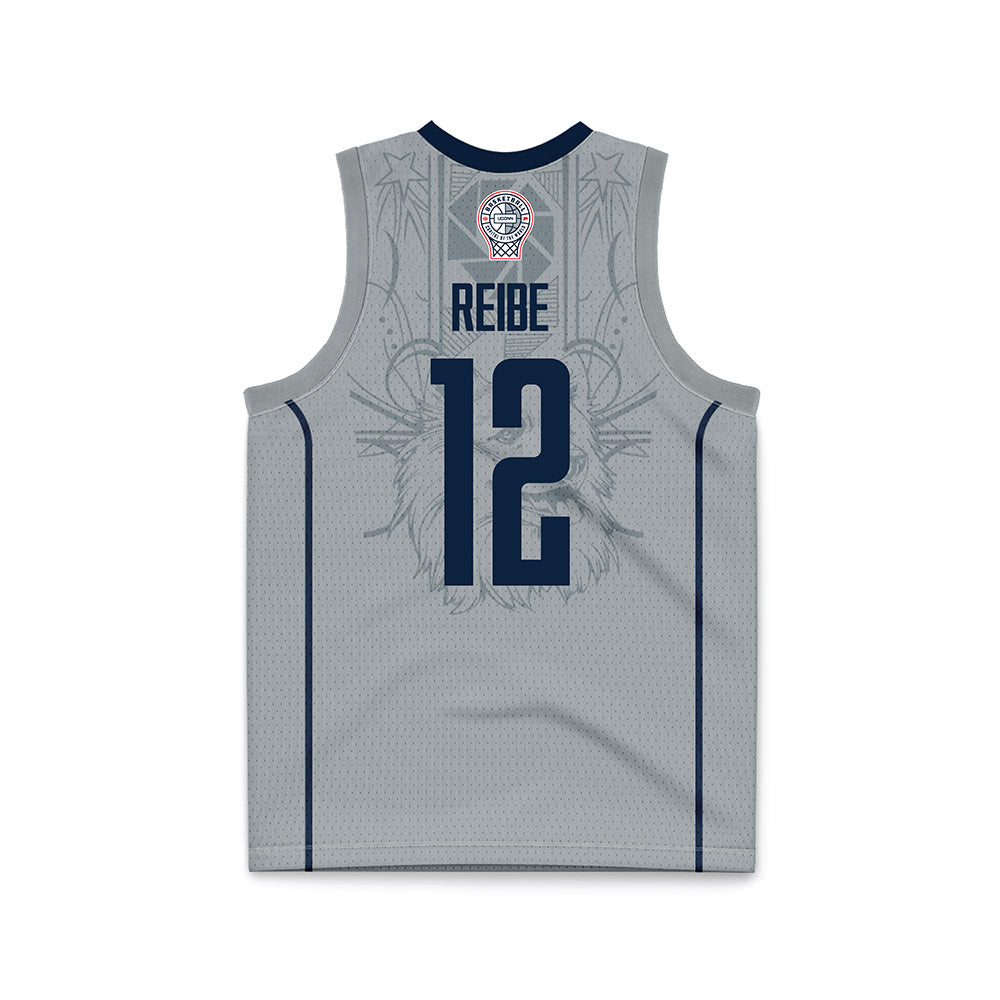 UConn - NCAA Men's Basketball : Eric Reibe - Grey Basketball Jersey-1