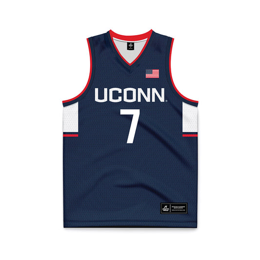 UConn - NCAA Men's Basketball : Jacob Furphy - Navy Basketball Jersey-0