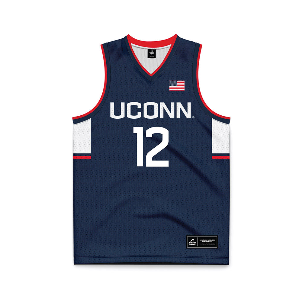 UConn - NCAA Men's Basketball : Eric Reibe - Navy Basketball Jersey-0