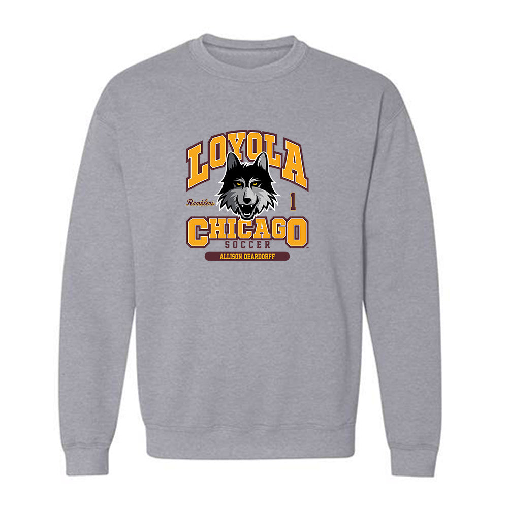 Loyola - NCAA Women's Soccer : Allison Deardorff - Classic Fashion Shersey Crewneck Sweatshirt-0