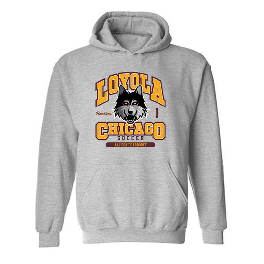 Loyola - NCAA Women's Soccer : Allison Deardorff - Classic Fashion Shersey Hooded Sweatshirt-0