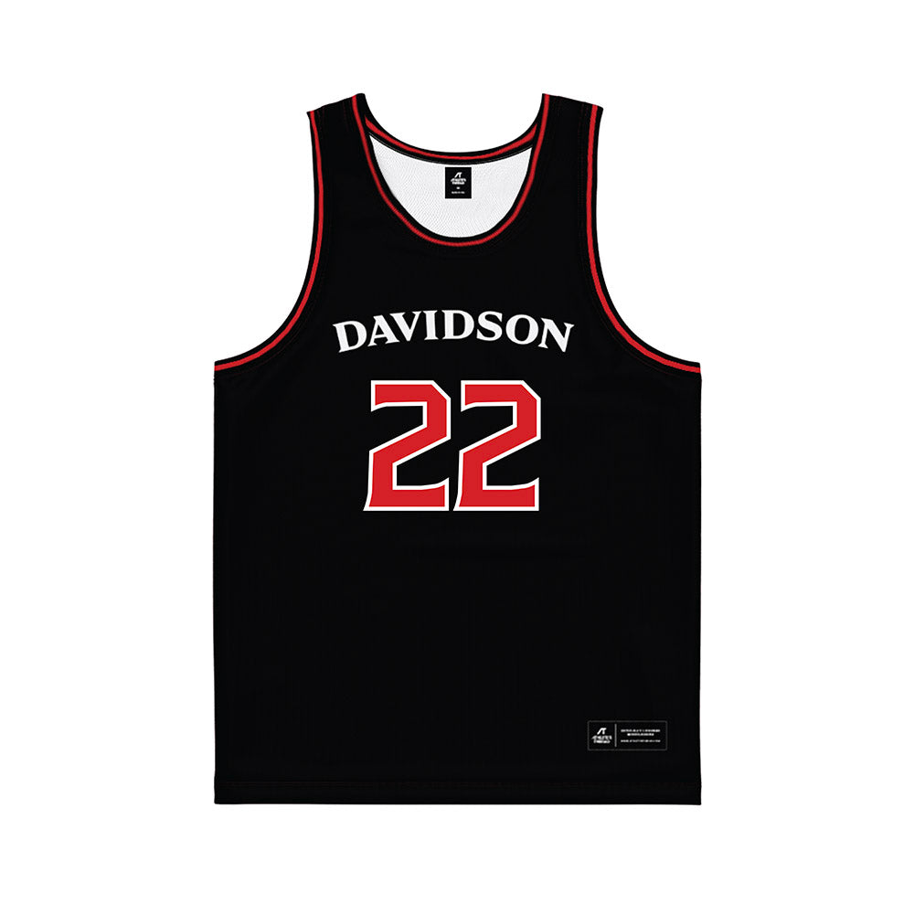 Davidson - NCAA Women's Basketball : Sylvie Jackson - Black Basketball Jersey
