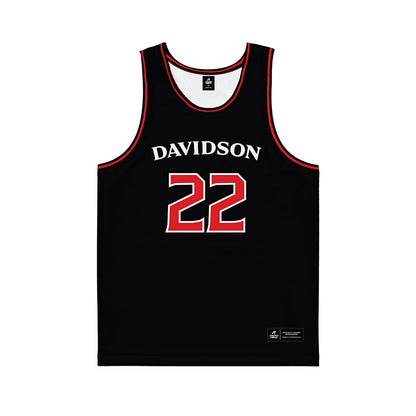 Davidson - NCAA Women's Basketball : Sylvie Jackson - Black Basketball Jersey
