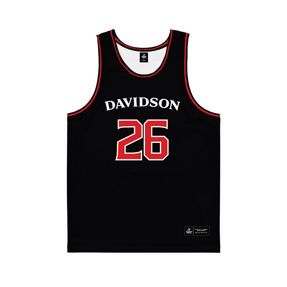 Davidson - NCAA Women's Basketball : Edina Strausz - Black Basketball Jersey