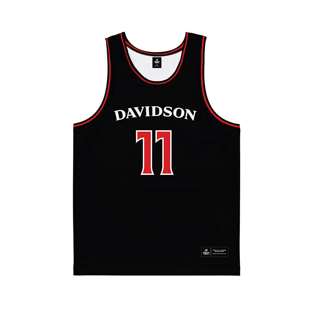 Davidson - NCAA Women's Basketball : Angeliki Ziaka - Black Basketball Jersey-0