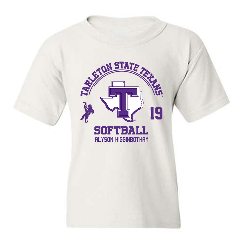 Tarleton State - NCAA Softball : Alyson Higginbotham - Classic Fashion Shersey Youth T-Shirt-0