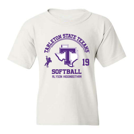 Tarleton State - NCAA Softball : Alyson Higginbotham - Classic Fashion Shersey Youth T-Shirt-0