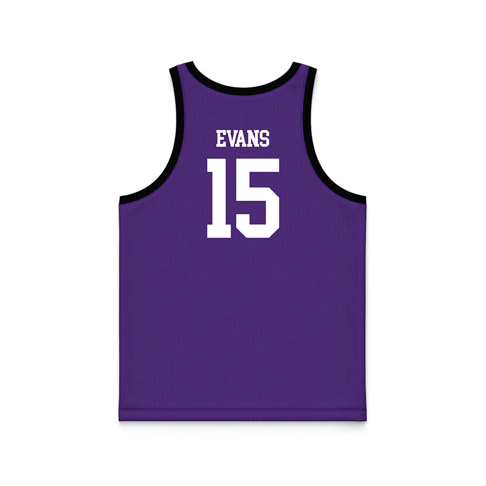 Tarleton State - NCAA Men's Basketball : Caleb Evans - Purple Basketball Jersey-1