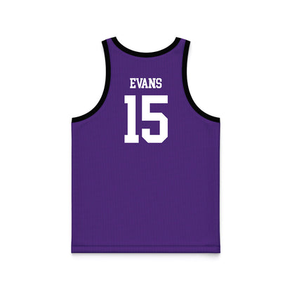 Tarleton State - NCAA Men's Basketball : Caleb Evans - Purple Basketball Jersey-1