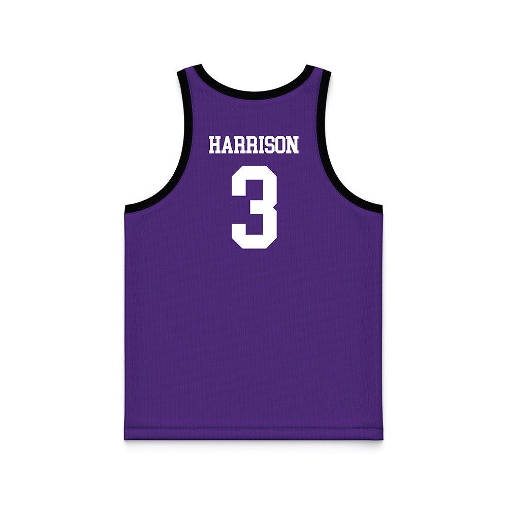 Tarleton State - NCAA Men's Basketball : Ronnie Harrison - Purple Basketball Jersey-1