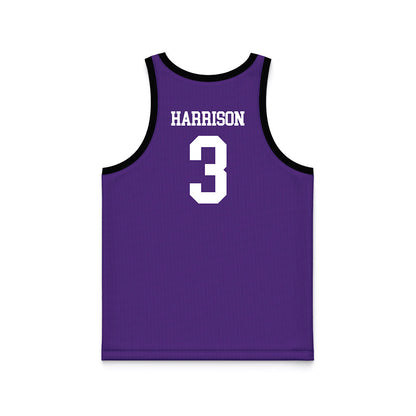 Tarleton State - NCAA Men's Basketball : Ronnie Harrison - Purple Basketball Jersey-1