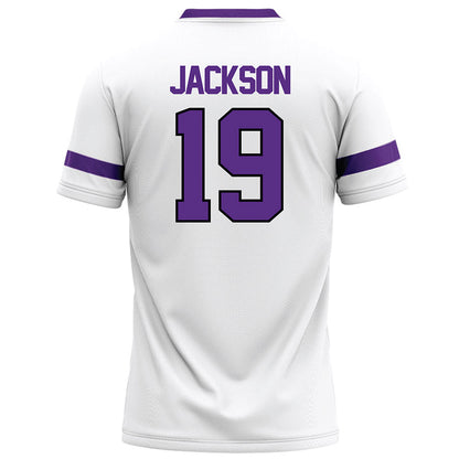 Tarleton State - NCAA Football : Kyle Jackson - White Logo Football Jersey