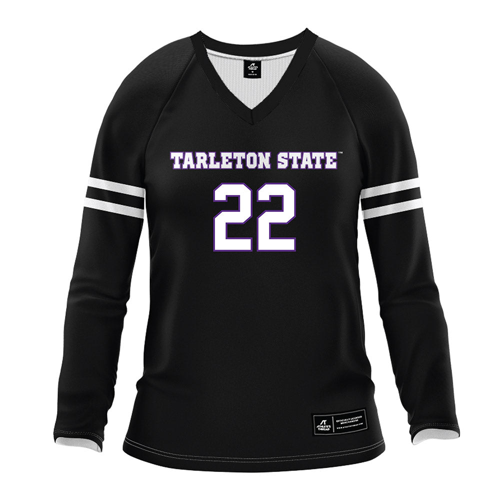 Tarleton State - NCAA Women's Volleyball : morgan carter - Black Volleyball Jersey-0
