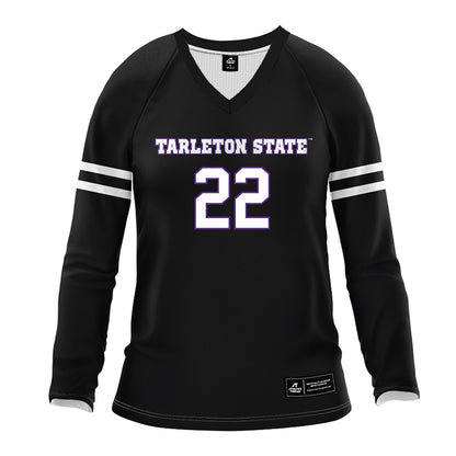 Tarleton State - NCAA Women's Volleyball : morgan carter - Black Volleyball Jersey-0