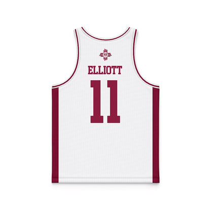 NMSU - NCAA Men's Basketball : Elijah Elliott - White Basketball Jersey-1