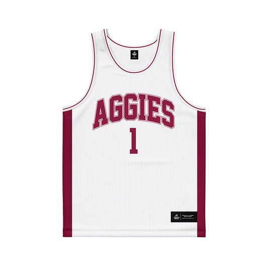 NMSU - NCAA Men's Basketball : Gabriel Pickens - White Basketball Jersey-0
