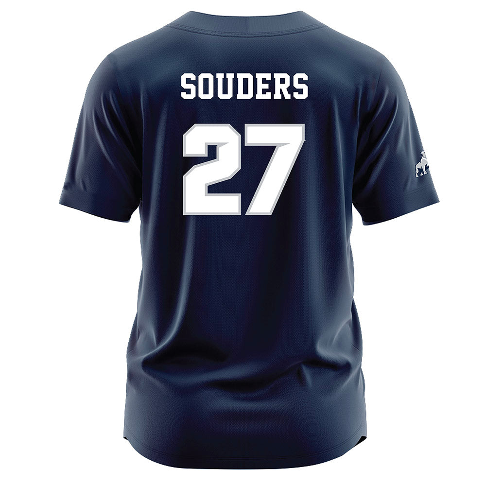 Samford - NCAA Baseball : Jake Souders - Navy Jersey-1