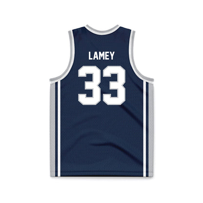 Samford - NCAA Men's Basketball : Zach Lamey - Navy Basketball Jersey-1
