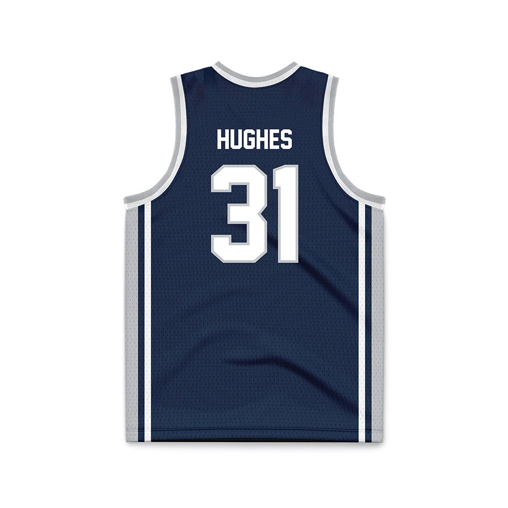 Samford - NCAA Men's Basketball : Joshua Hughes - Navy Basketball Jersey