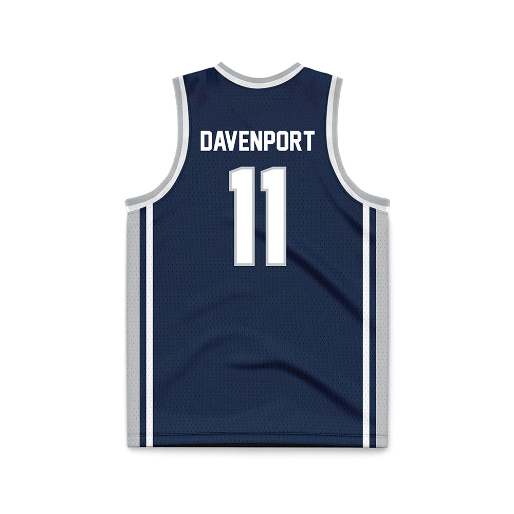 Samford - NCAA Men's Basketball : Cooper Davenport - Navy Basketball Jersey-1