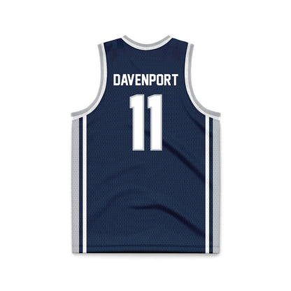 Samford - NCAA Men's Basketball : Cooper Davenport - Navy Basketball Jersey-1