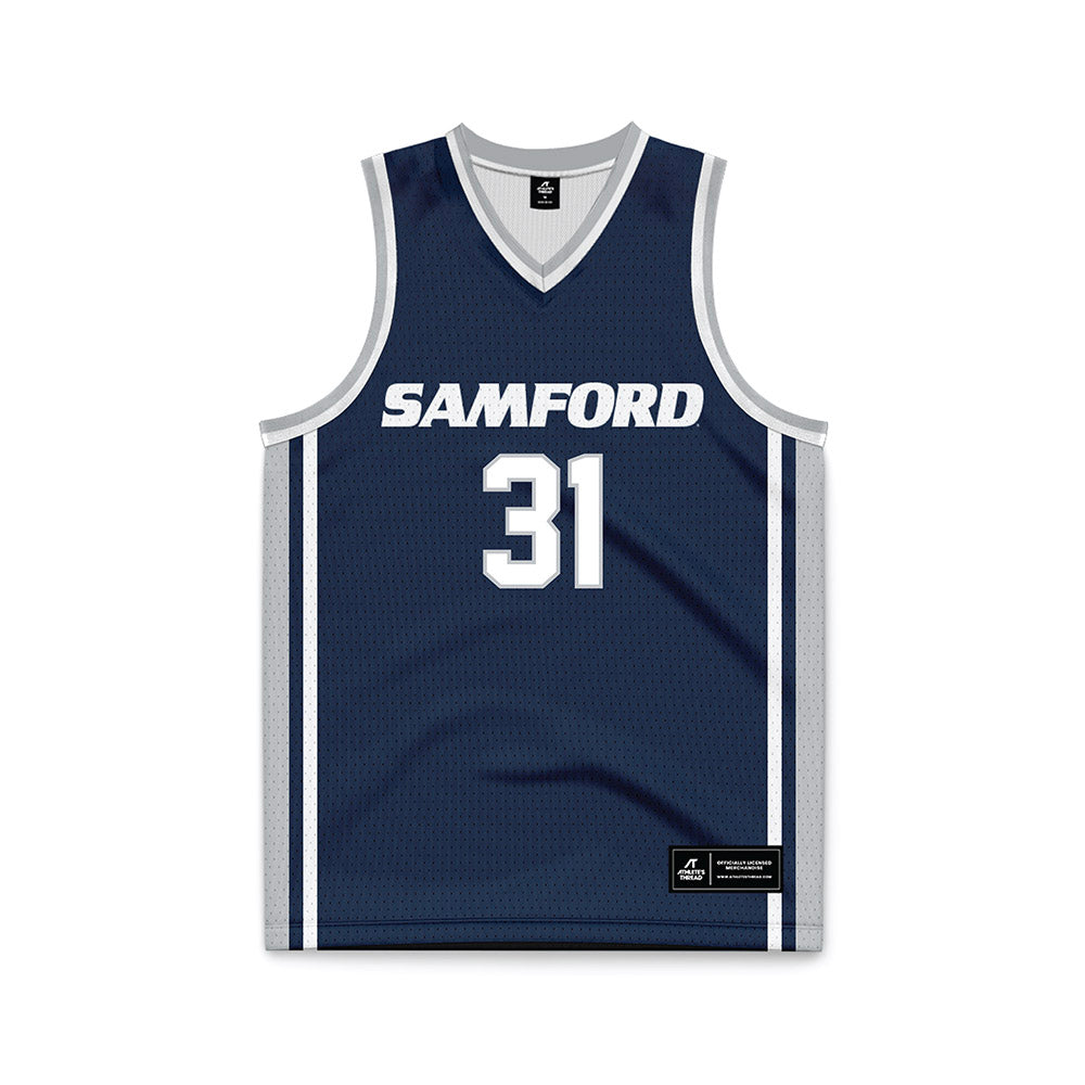 Samford - NCAA Men's Basketball : Joshua Hughes - Navy Basketball Jersey