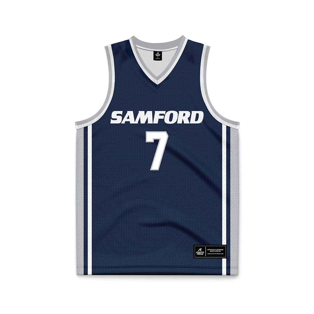 Samford - NCAA Men's Basketball : Paul Stramaglia - Navy Basketball Jersey