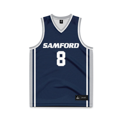 Samford - NCAA Men's Basketball : Zion Wilburn - Navy Basketball Jersey