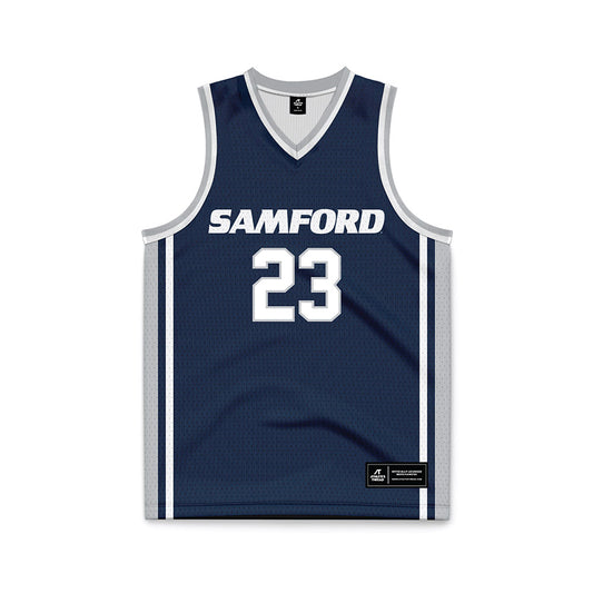 Samford - NCAA Men's Basketball : Caleb Harrison - Navy Basketball Jersey